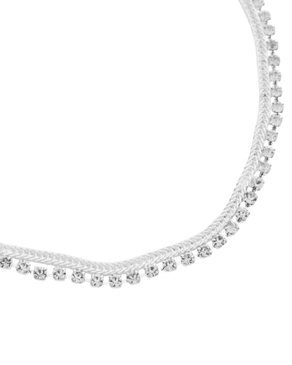 Jewels Nest Elegant Silver-Plated Rhinestone Anklet