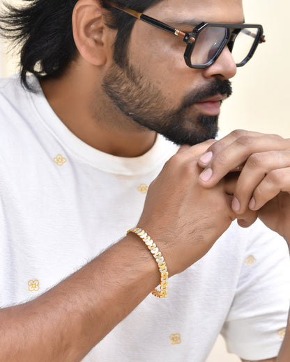 Jewels Nest Stylish Two-Tone Gold-Polished Bracelet