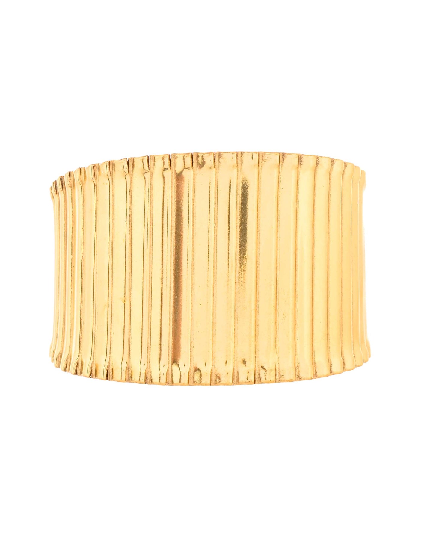 Jewels Nest Textured Vertical Line Gold Cuff Bracelet