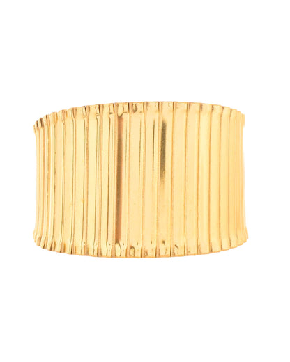 Jewels Nest Textured Vertical Line Gold Cuff Bracelet