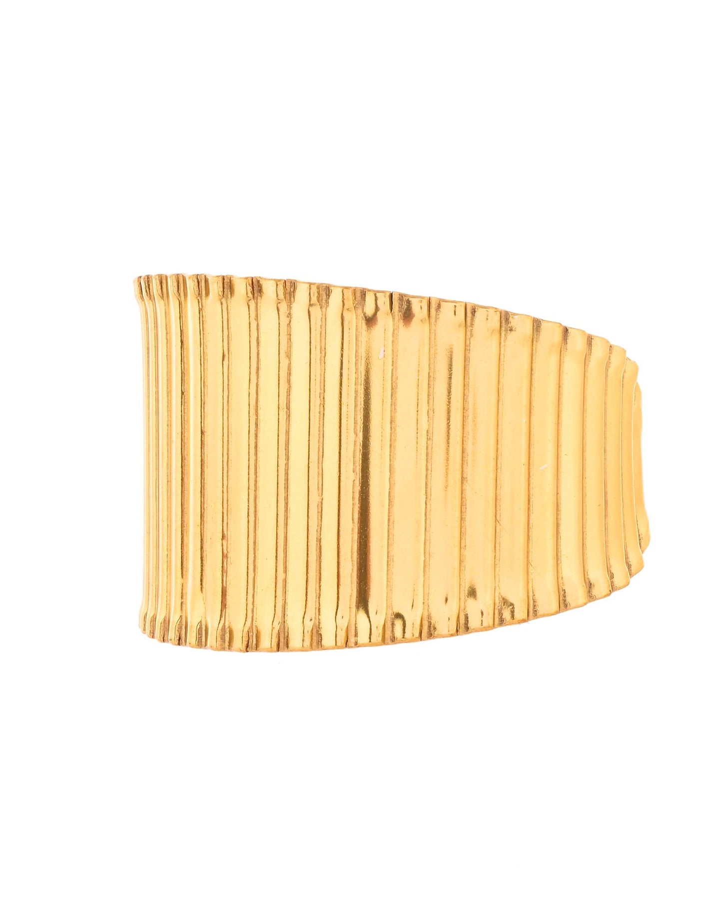 Jewels Nest Textured Vertical Line Gold Cuff Bracelet