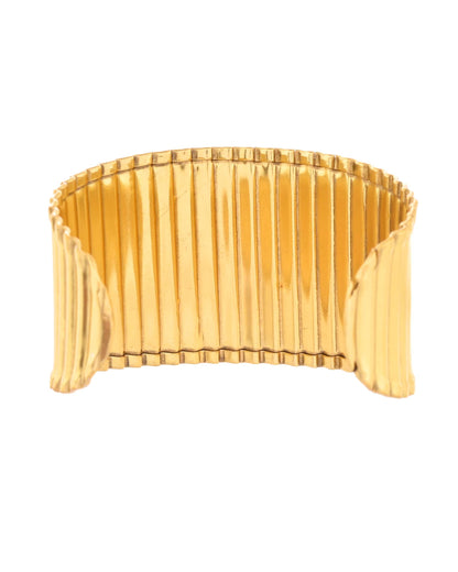 Jewels Nest Textured Vertical Line Gold Cuff Bracelet