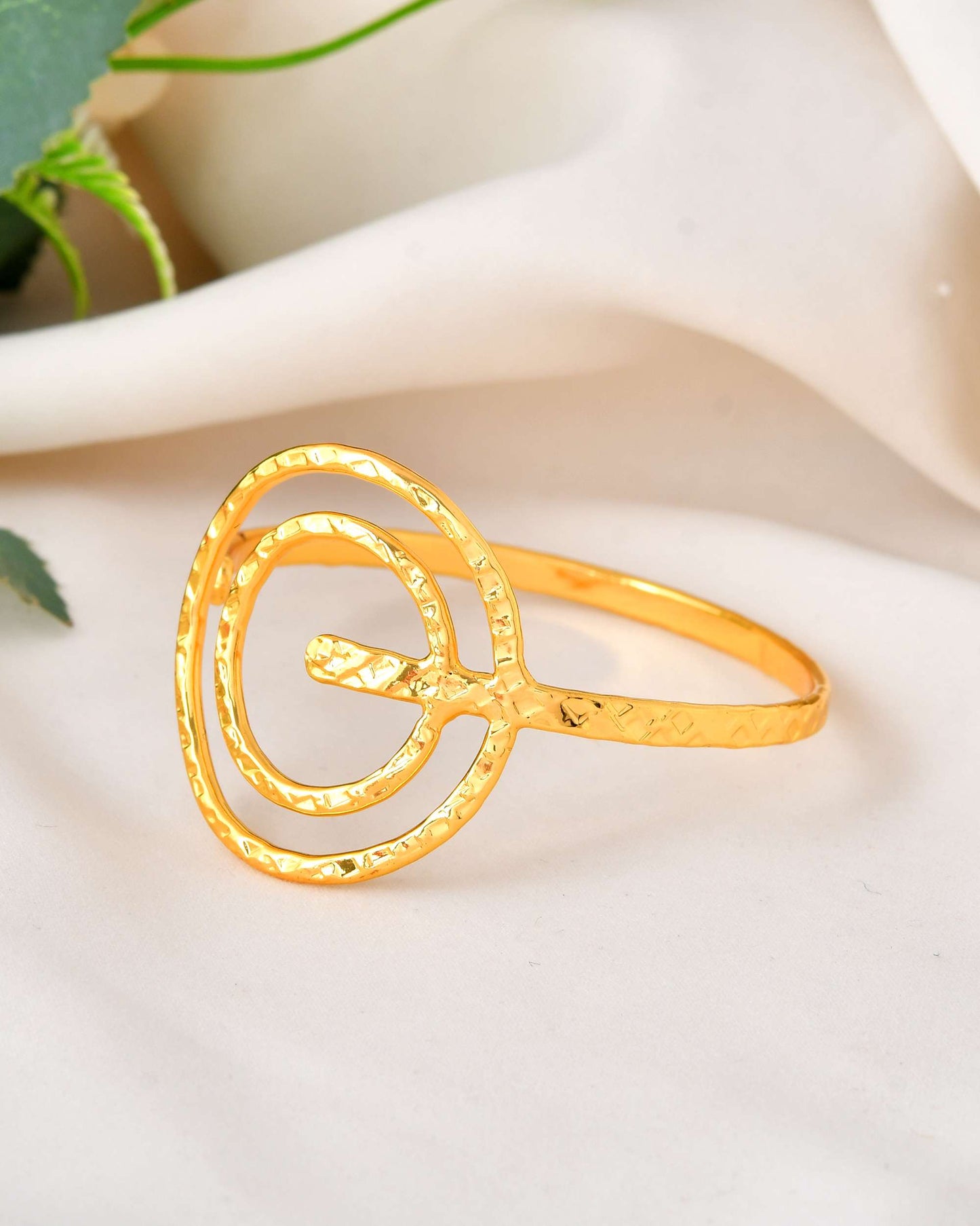 Jewels Nest Contemporary Wave Design Gold Open Cuff Bracelet