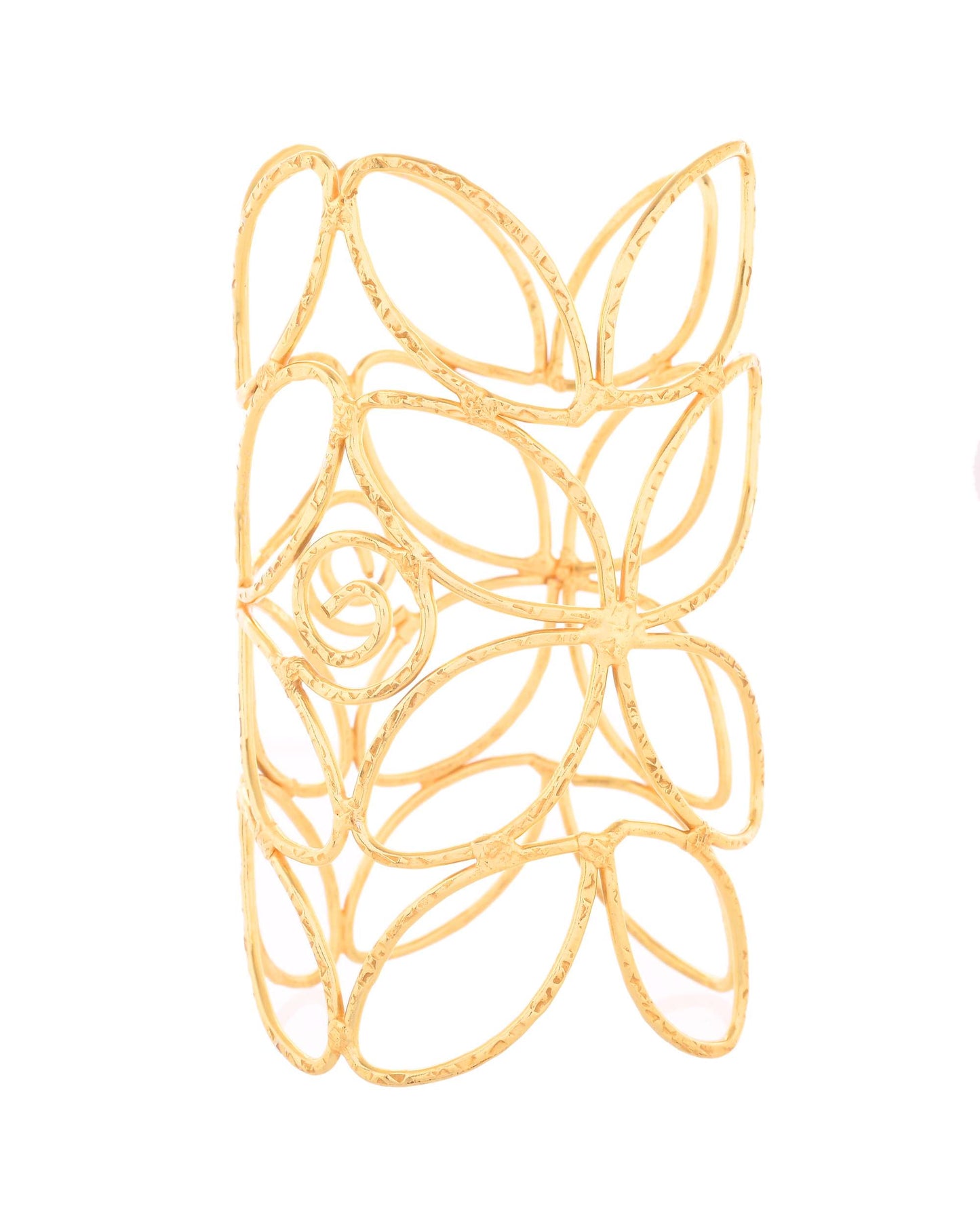 Jewels Nest Statement Gold Cutout Leaf Cuff Bracelet