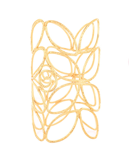 Jewels Nest Statement Gold Cutout Leaf Cuff Bracelet