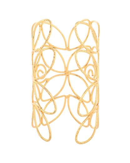 Jewels Nest Statement Gold Cutout Leaf Cuff Bracelet