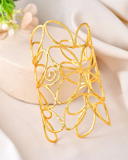 Jewels Nest Statement Gold Cutout Leaf Cuff Bracelet
