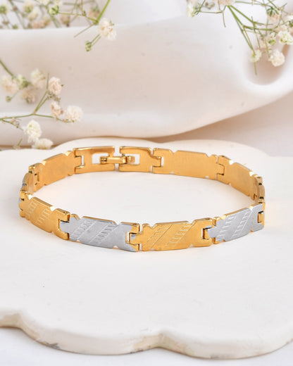 Jewels Nest Elegant Two-Tone Gold & Silver Bracelet