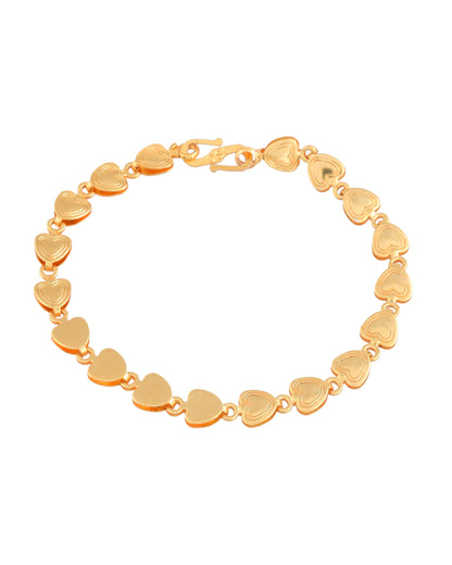 Jewels Nest Elegant Fancy Gold Bracelet with Heart-Shaped Links
