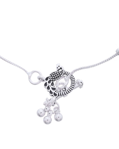 Jewels Nest Set of 2 Traditional Silver-Plated Ball & Chain Anklets