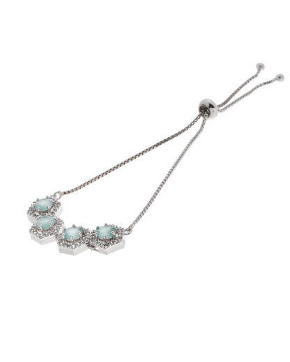 Jewels Nest Mint Green Stone Diamond-Style Adjustable Bracelet For Women