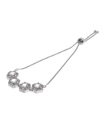 Jewels Nest Classic White Diamond-Style Adjustable Bracelet For Women