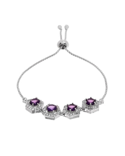 Jewels Nest Purple Stone Diamond-Style Adjustable Bracelet