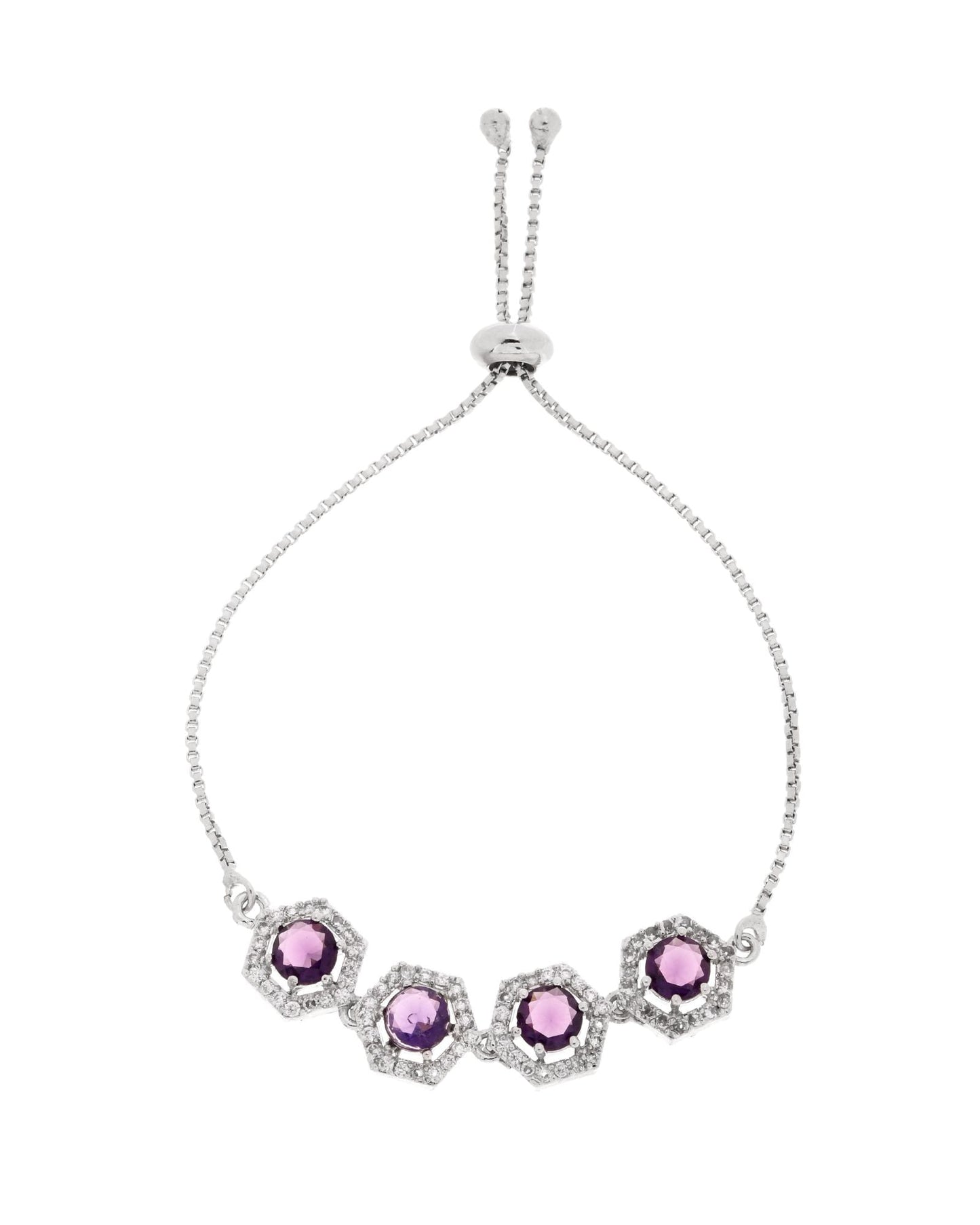 Jewels Nest Purple Stone Diamond-Style Adjustable Bracelet