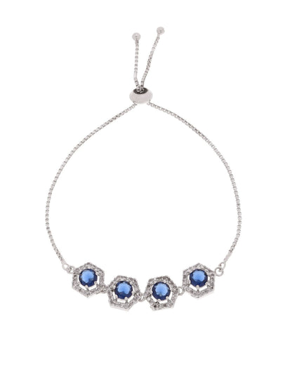 Jewels Nest Blue Stone Diamond-Style Adjustable Bracelet