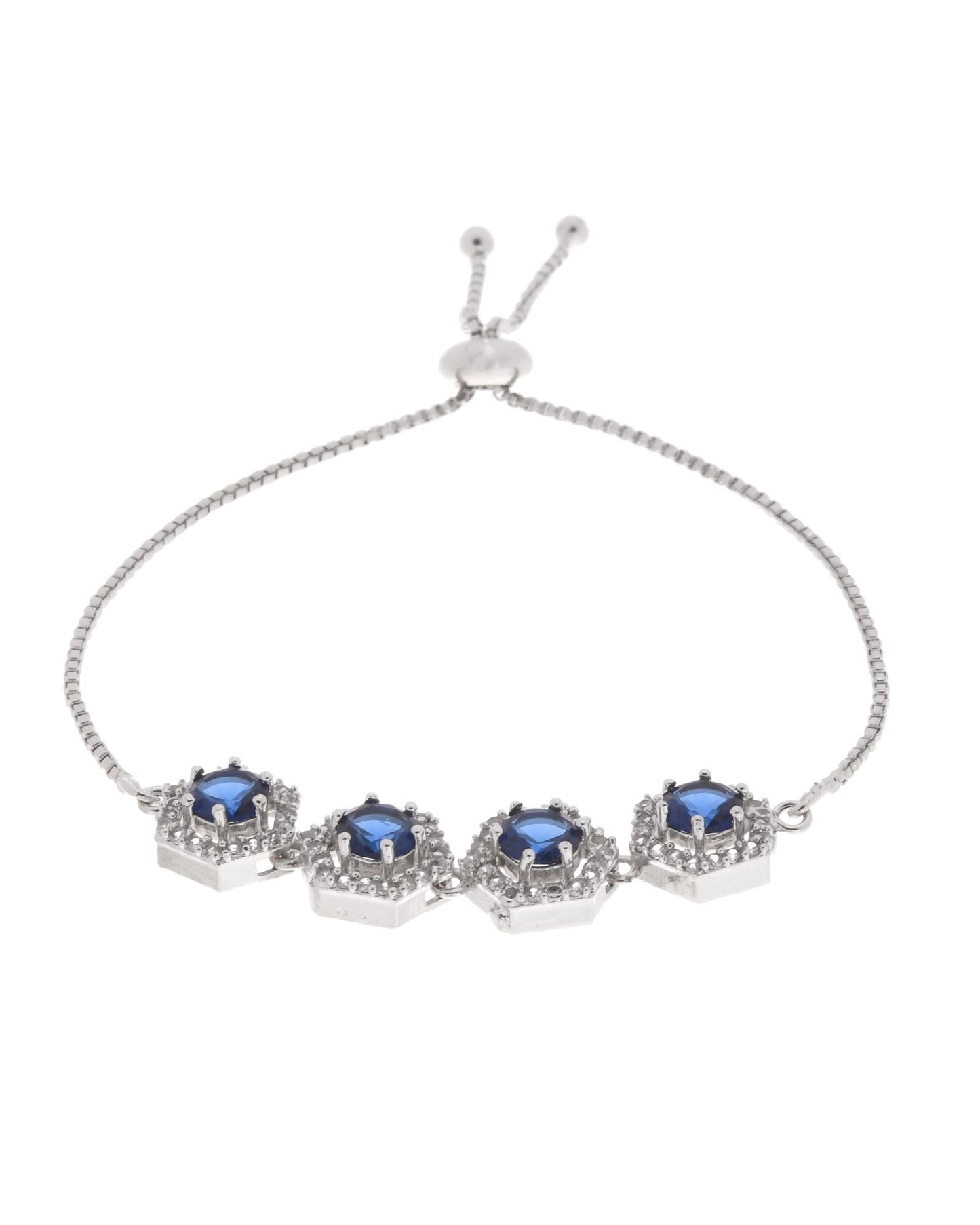 Jewels Nest Blue Stone Diamond-Style Adjustable Bracelet