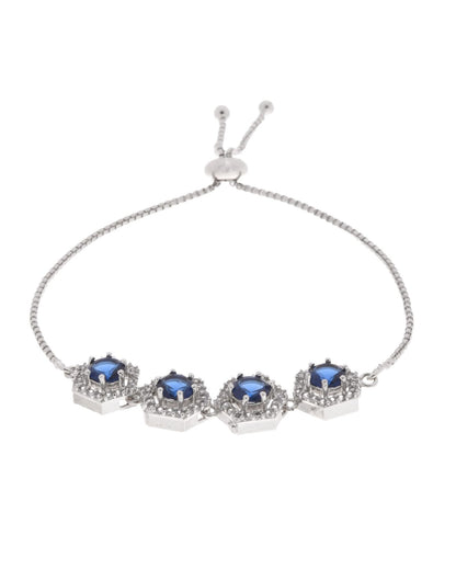 Jewels Nest Blue Stone Diamond-Style Adjustable Bracelet