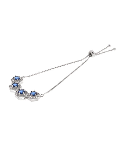 Jewels Nest Blue Stone Diamond-Style Adjustable Bracelet