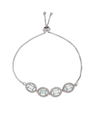 Jewels Nest Mint Green Oval Stone Diamond-Style Adjustable Bracelet