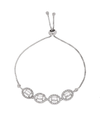 Jewels Nest Classic Oval White Stone Diamond-Style Adjustable Bracelet