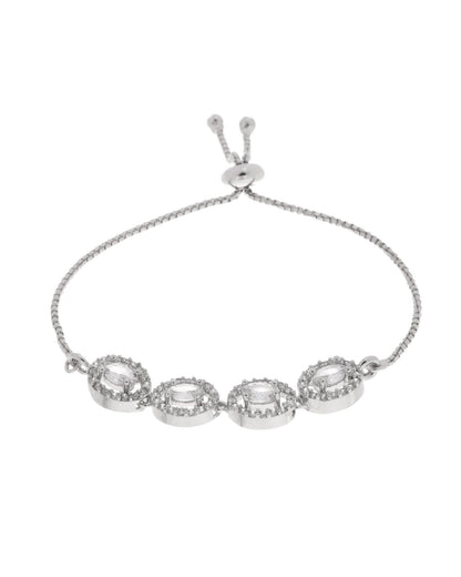 Jewels Nest Classic Oval White Stone Diamond-Style Adjustable Bracelet
