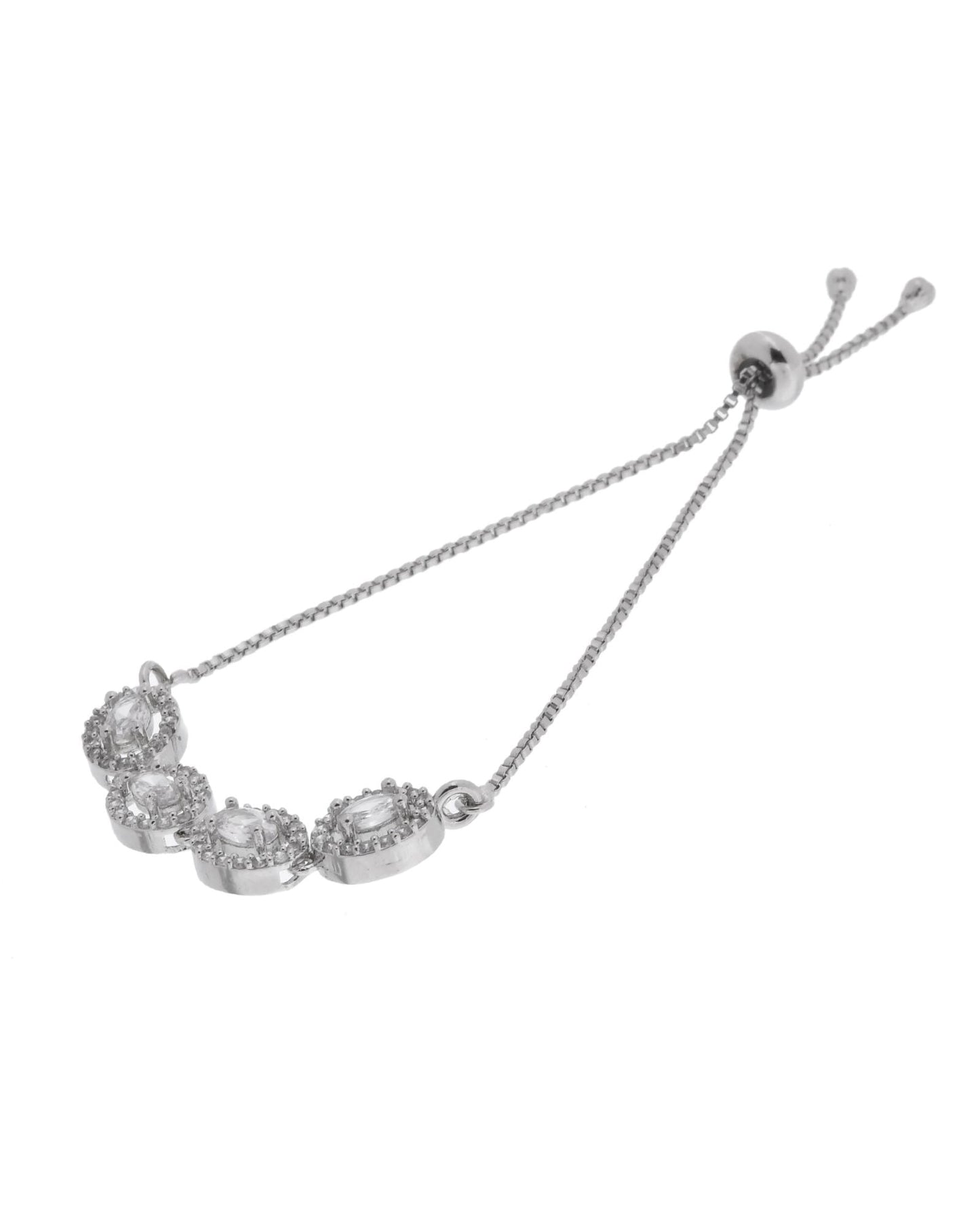 Jewels Nest Classic Oval White Stone Diamond-Style Adjustable Bracelet
