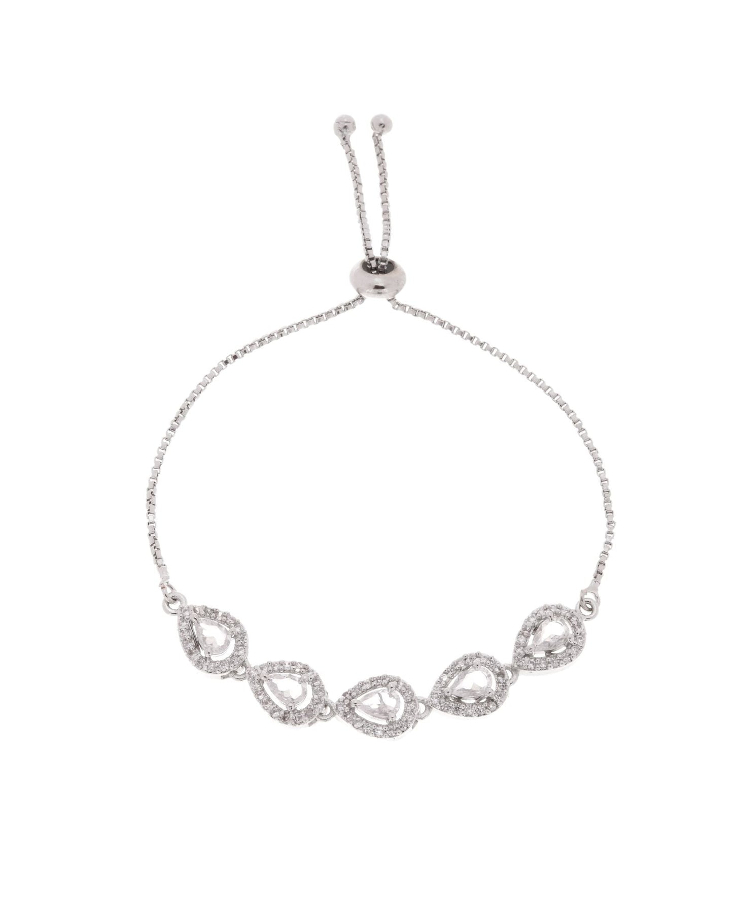 Jewels Nest White Teardrop Diamond-Style Adjustable Bracelet