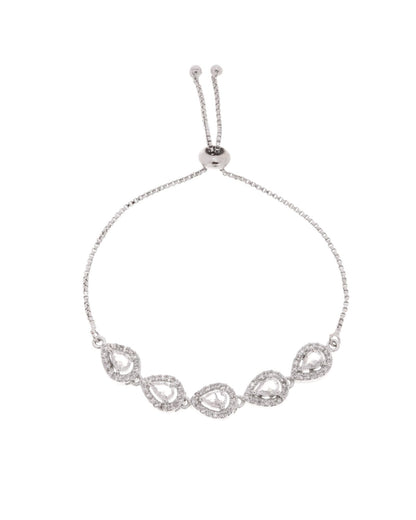 Jewels Nest White Teardrop Diamond-Style Adjustable Bracelet