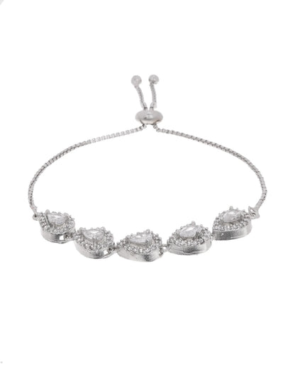 Jewels Nest White Teardrop Diamond-Style Adjustable Bracelet