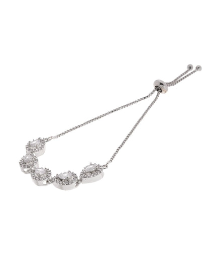 Jewels Nest White Teardrop Diamond-Style Adjustable Bracelet