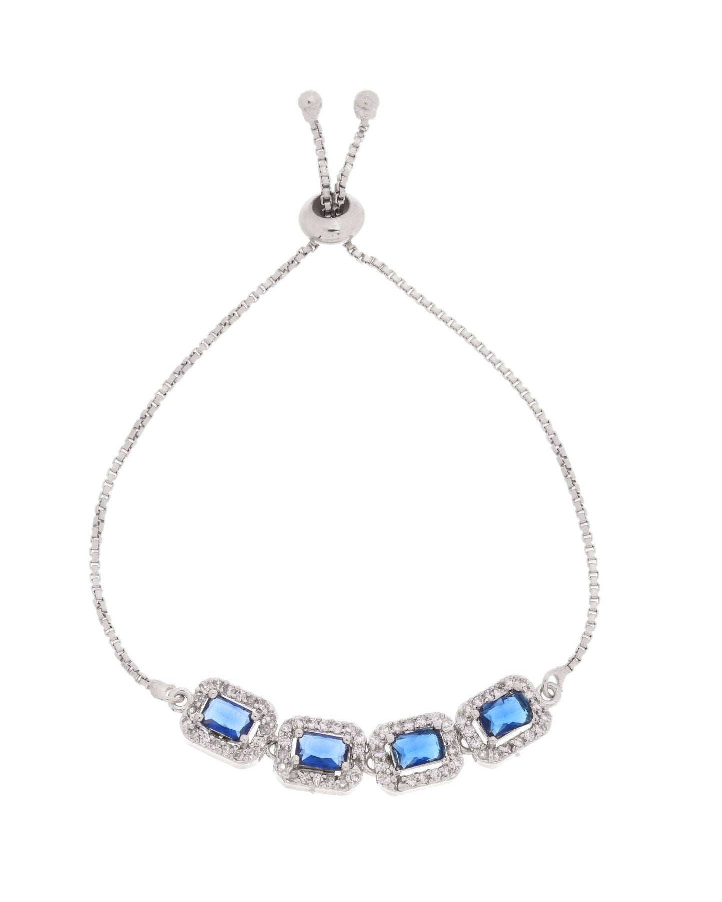 Jewels Nest Navy Blue Square Stone Diamond-Style Adjustable Bracelet