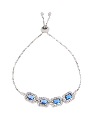 Jewels Nest Navy Blue Square Stone Diamond-Style Adjustable Bracelet