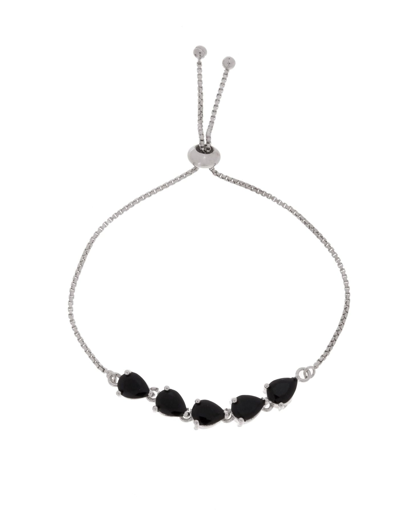 Jewels Nest Classic Black Teardrop Stone Adjustable Bracelet