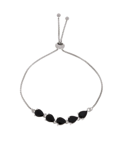 Jewels Nest Classic Black Teardrop Stone Adjustable Bracelet
