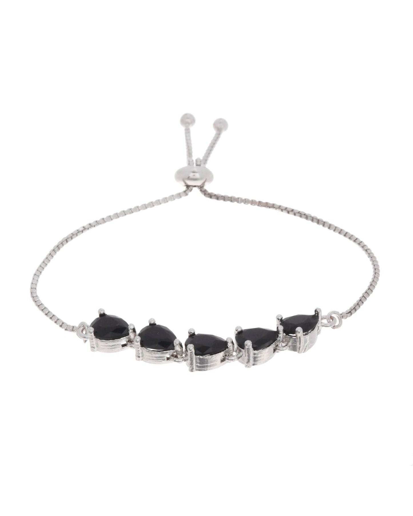 Jewels Nest Classic Black Teardrop Stone Adjustable Bracelet