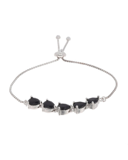 Jewels Nest Classic Black Teardrop Stone Adjustable Bracelet