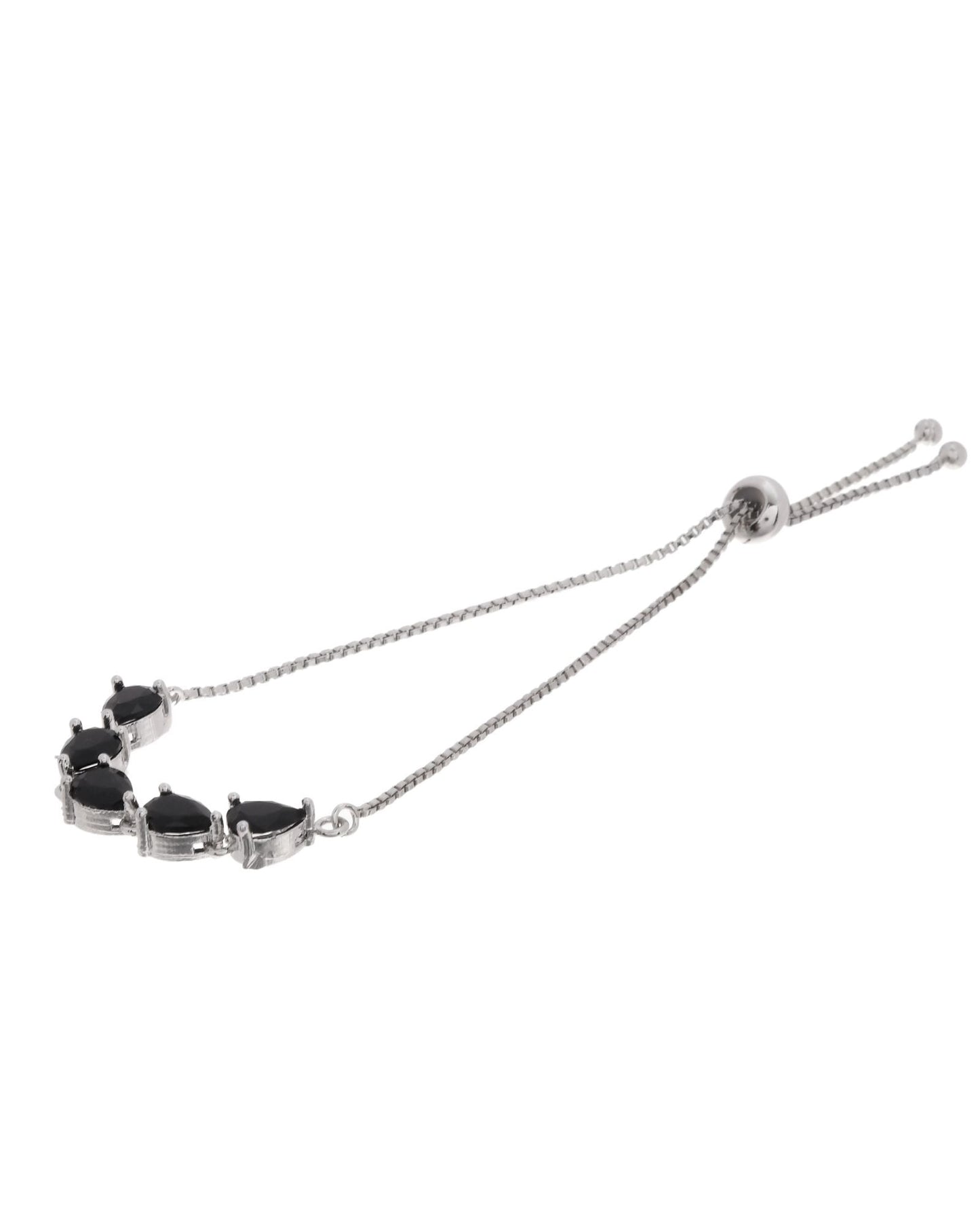 Jewels Nest Classic Black Teardrop Stone Adjustable Bracelet