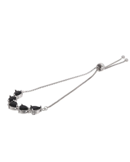 Jewels Nest Classic Black Teardrop Stone Adjustable Bracelet