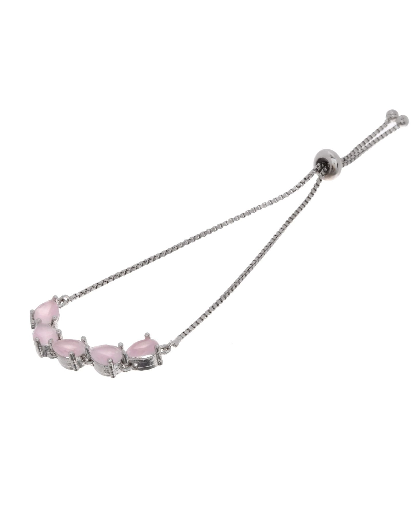 Jewels Nest Pink Heart Stone Adjustable Bracelet For Women