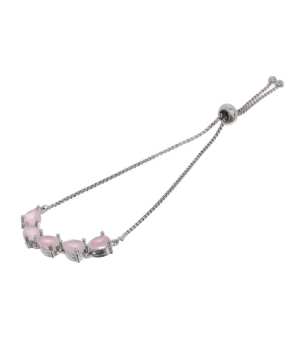 Jewels Nest Pink Heart Stone Adjustable Bracelet For Women