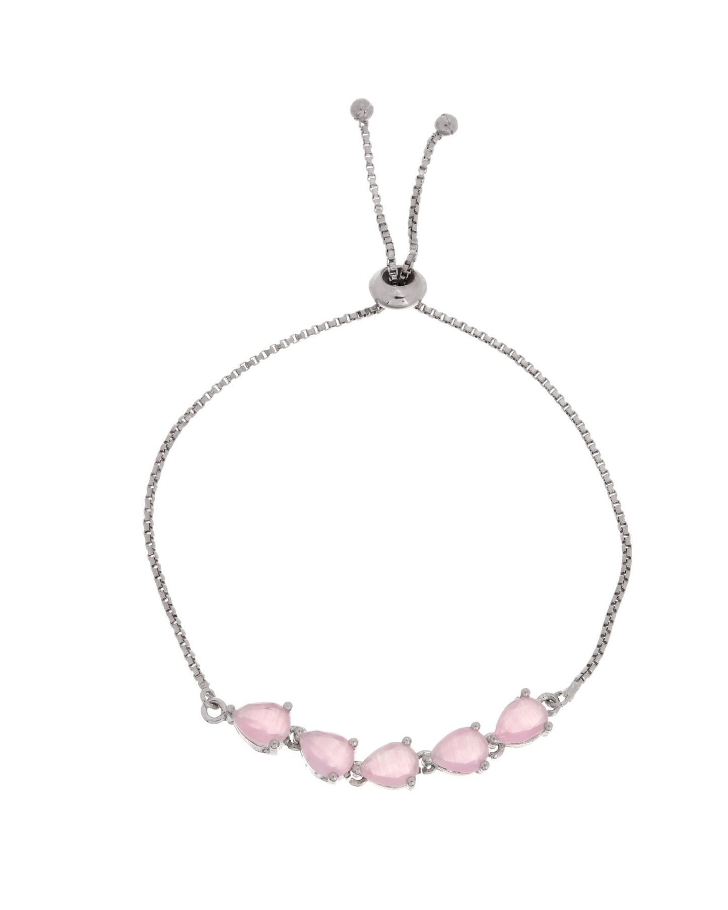 Jewels Nest Pink Heart Stone Adjustable Bracelet For Women