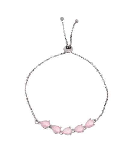 Jewels Nest Pink Heart Stone Adjustable Bracelet For Women