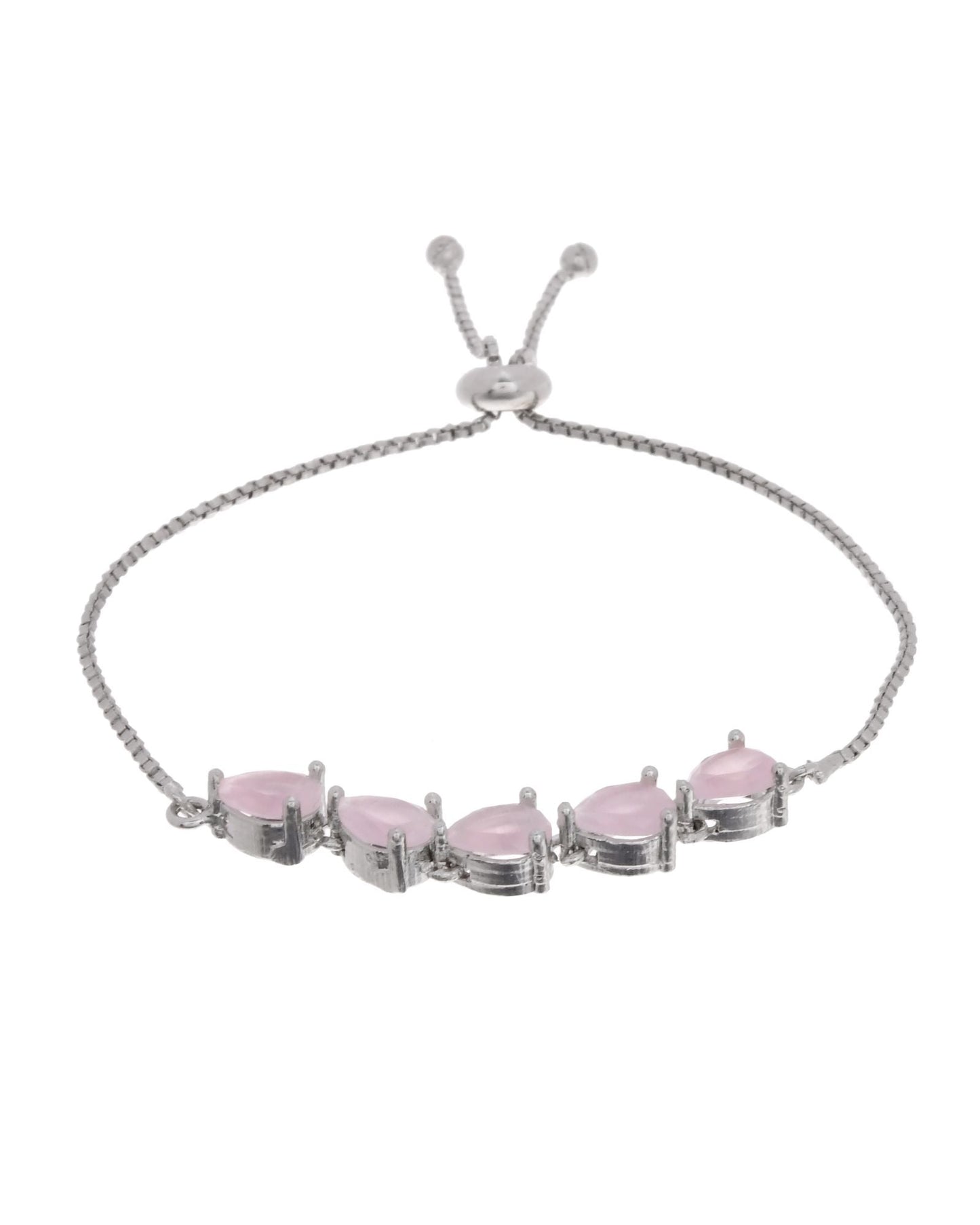 Jewels Nest Pink Heart Stone Adjustable Bracelet For Women
