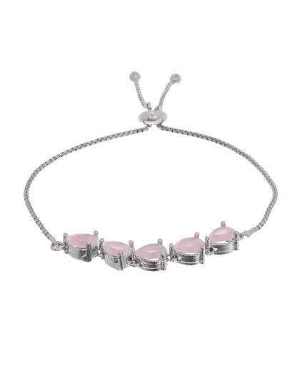 Jewels Nest Pink Heart Stone Adjustable Bracelet For Women