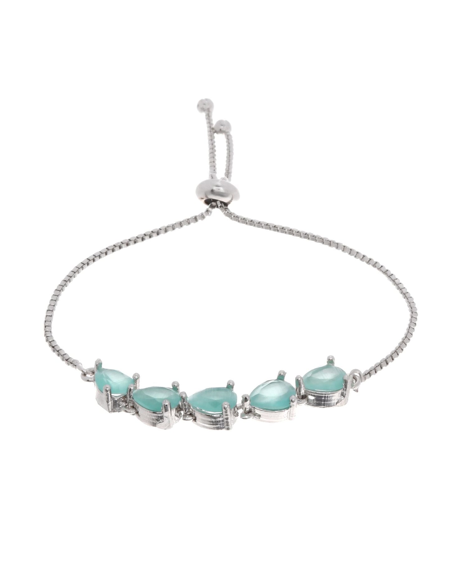 Jewels Nest Mint Green Stone Adjustable Bracelet For Women