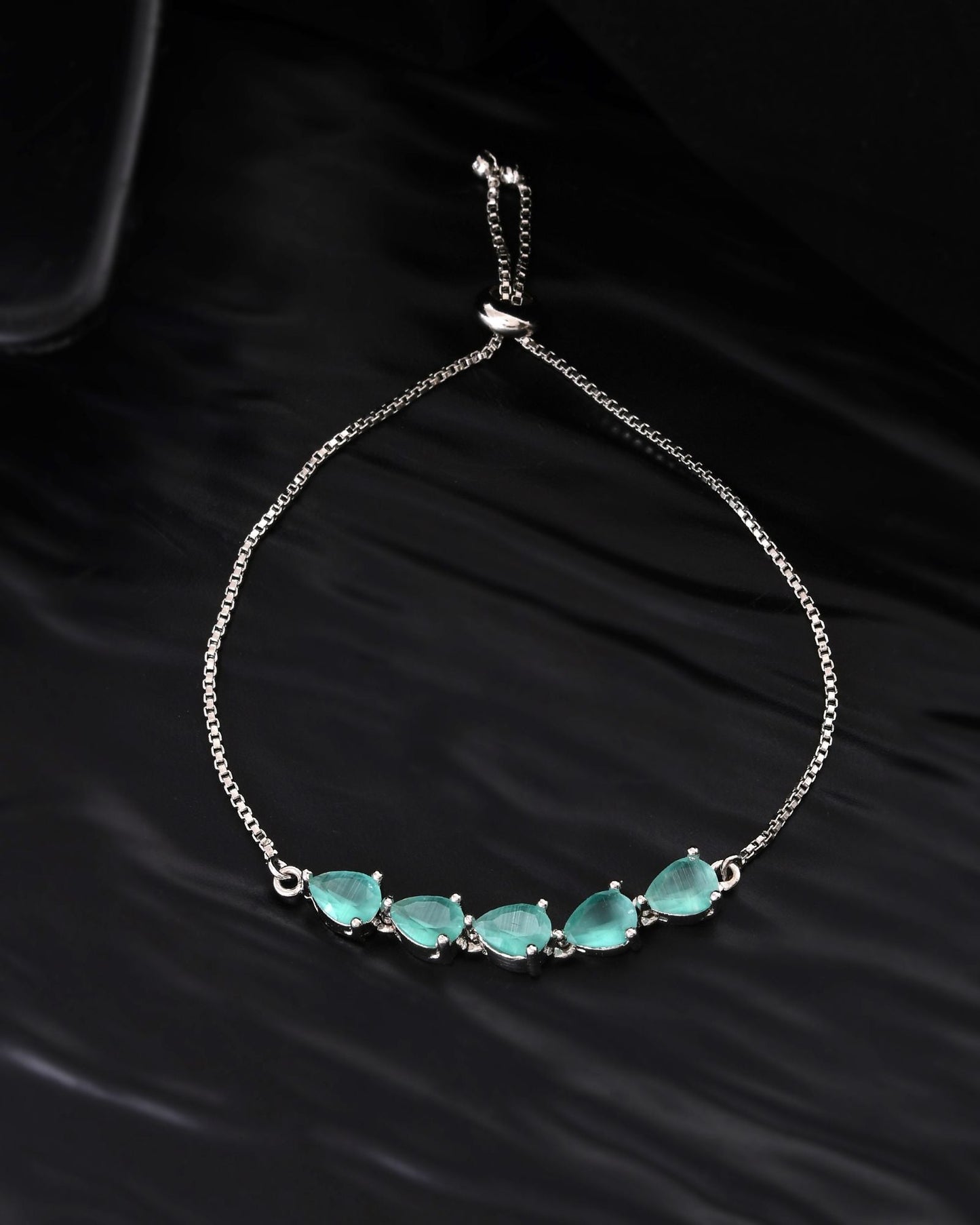 Jewels Nest Mint Green Stone Adjustable Bracelet For Women