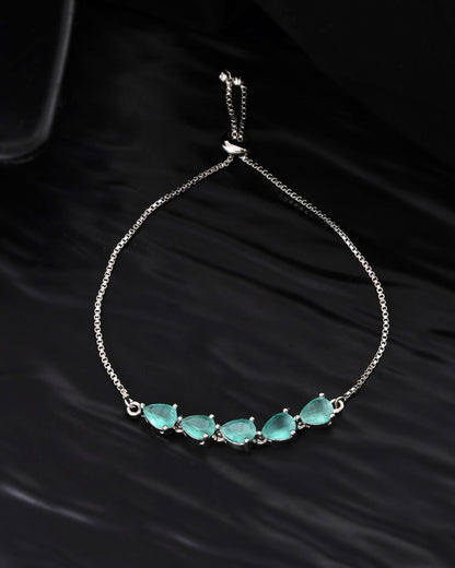 Jewels Nest Mint Green Stone Adjustable Bracelet For Women