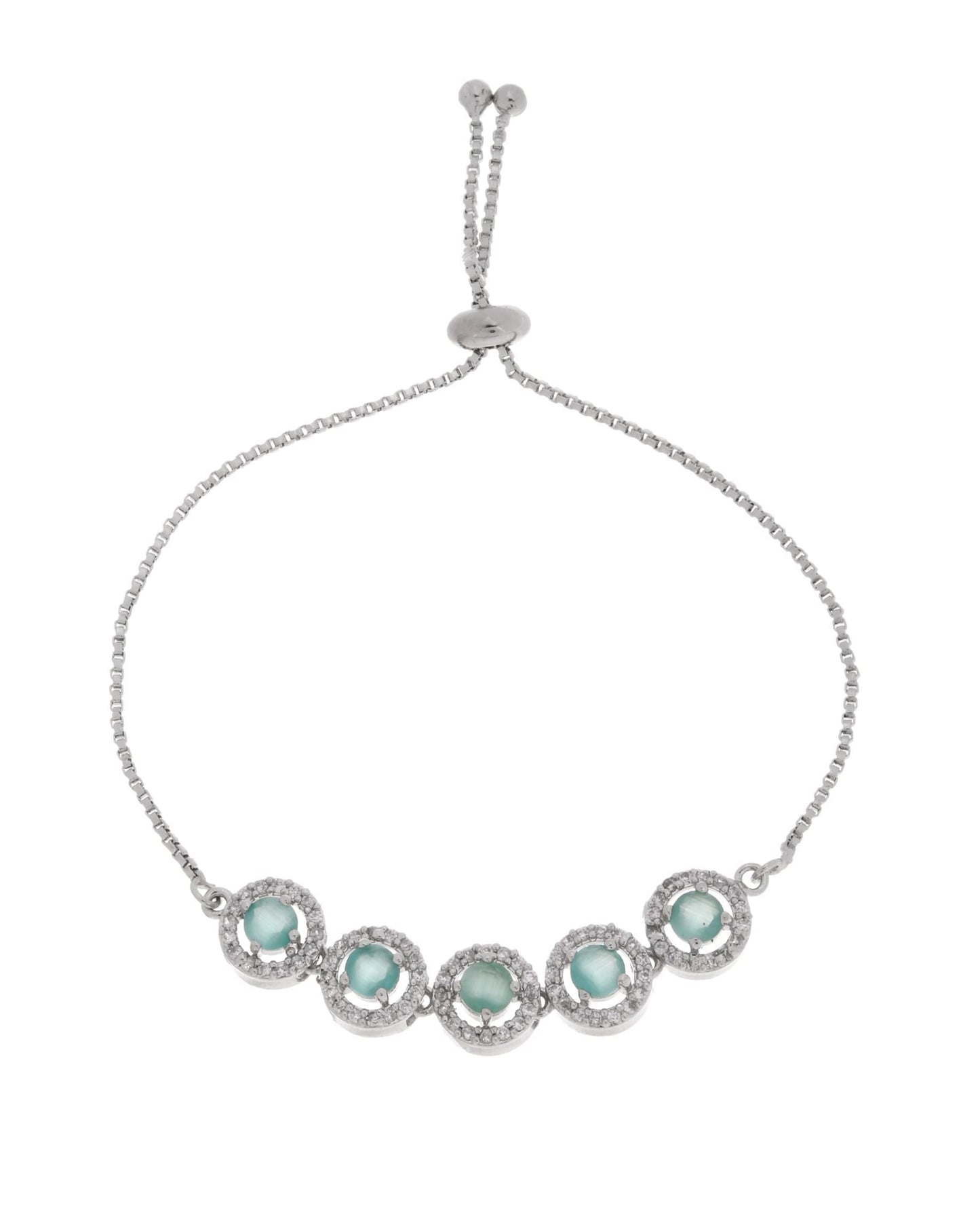 Jewels Nest Green Halo Crystal Adjustable Bracelet For Women