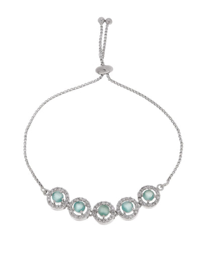 Jewels Nest Green Halo Crystal Adjustable Bracelet For Women