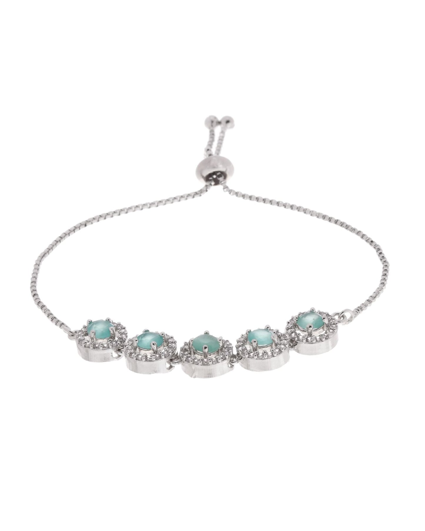 Jewels Nest Green Halo Crystal Adjustable Bracelet For Women